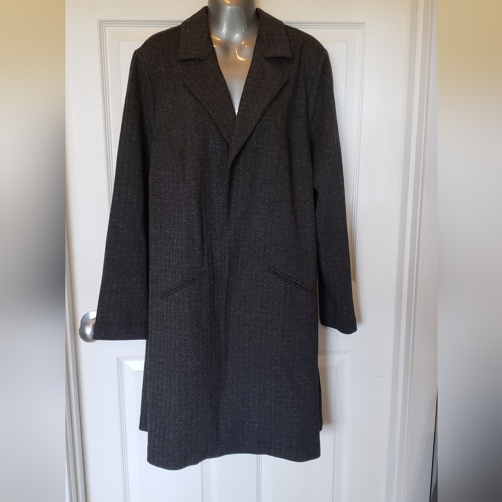 torrid Charcoal Pinstripe Long Trench Coat